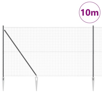 Gard Euro cu 7 stâlpi cu vârf 1,6x10 m din oțel galvanizat gri - Img 3
