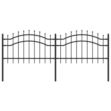 Gard grădină cu vârfuri negru 115 cm oțel vopsit electrostatic - Img 2