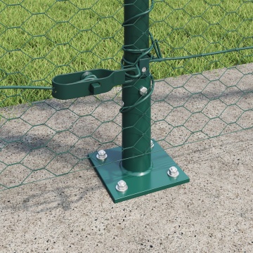Gard Hexagonal Verde 1,4x10 m Oțel, Stâlpi de Gard cu Plăci de Bază 7 pcs Ø32mm 78,5cm Oțel Galvanizat - Img 3