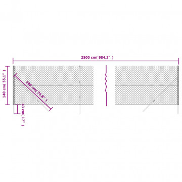 Gard plasă de sârmă, antracit, 1,4x25 m - Img 5