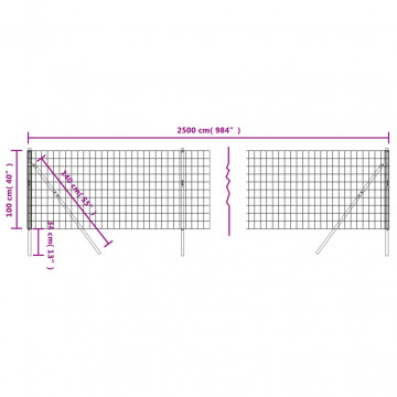 Gard plasă de sârmă, antracit, 1x25 m, oțel galvanizat - Img 5