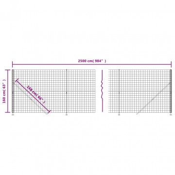 Gard plasă de sârmă cu bordură, antracit, 1,6x25 m - Img 5