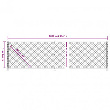 Gard plasă de sârmă cu bordură, verde, 0,8x10 m - Img 5