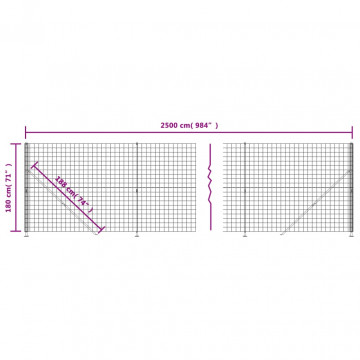 Gard plasă de sârmă cu bordură, verde, 1,8x25 m - Img 5