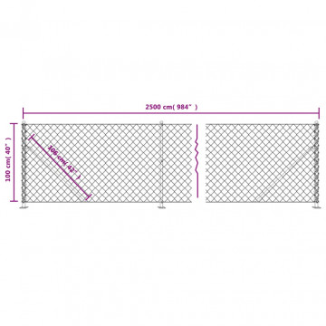 Gard plasă de sârmă cu bordură, verde, 1x25 m - Img 5
