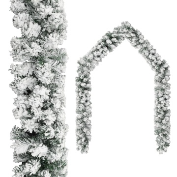 Ghirlandă de Crăciun cu zăpadă, verde, 20 m, PVC - Img 1
