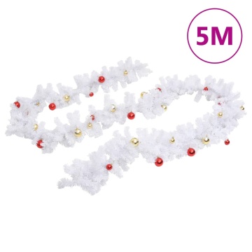 Ghirlandă de Crăciun decorată cu globuri, alb, 5 m - Img 2