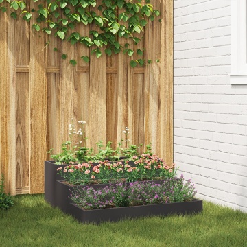 Ghivece pentru grădină 3-nivele 90x90x35 cm Oțel Negru - Img 1