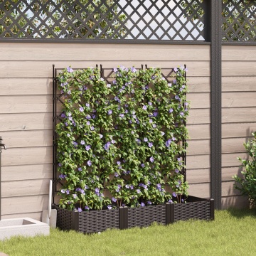 Ghiveci de Grădină cu Grătar 3 piese Maro 120x40x125.5 cm - Img 1
