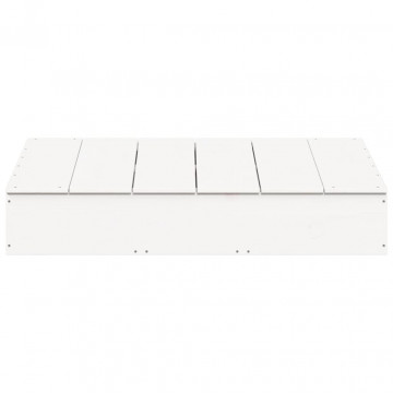 Groapă de nisip cu capac, alb, 111x111x19,5 cm, lemn masiv pin - Img 8