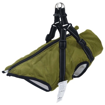 Haină câini cu ham impermeabilă reflectorizantă, verde kaki, XL - Img 1