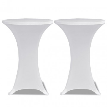 Husă de masă cu picior Ø80 cm, 2 buc., alb, elastic - Img 2