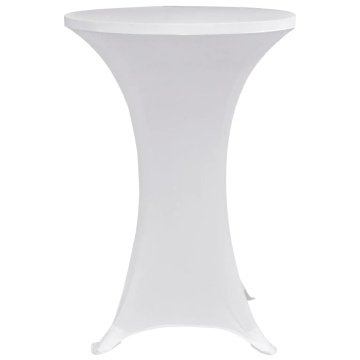 Husă de masă cu picior, Ø80 cm, alb, elastic, 4 buc. - Img 4
