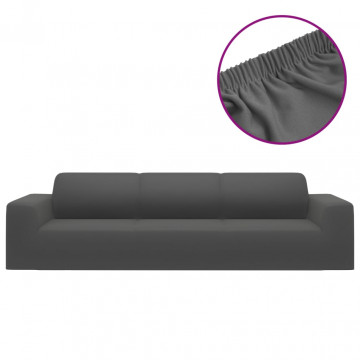 Husă elastică pentru canapea 4 locuri poliester jersey antracit - Img 2