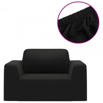 Husă elastică pentru canapea, negru, tricot poliester - Img 2