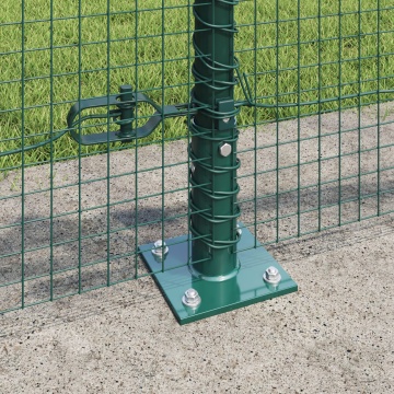 Împrejmuire din sârmă sudată cu 13 stâlpi cu flanșă Verde 0.4x25 m Oțel - Img 4