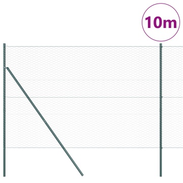 Împrejmuire Hexagonală Verde 1,5x10 m Oțel, Stâlpi de Împrejmuire 7 buc Verde Ø32 mm 200 cm Oțel Galvanizat - Img 3