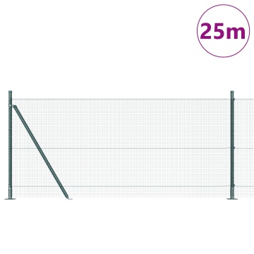 Împrejmuire Sudată cu 13 Stâlpi Flanșați Verde 1x25 m Oțel - Img 3
