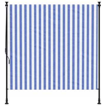 Jaluzea rulou de exterior albastru/alb 200x270 cm țesătură/oțel - Img 3