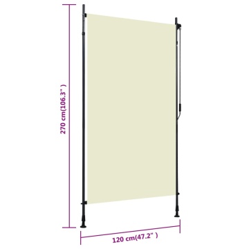 Jaluzea tip rulou de exterior, crem, 120 x 270 cm - Img 6