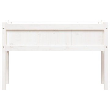 Jardinier de grădină cu picioare, alb, 110x31x70 cm, lemn masiv - Img 8