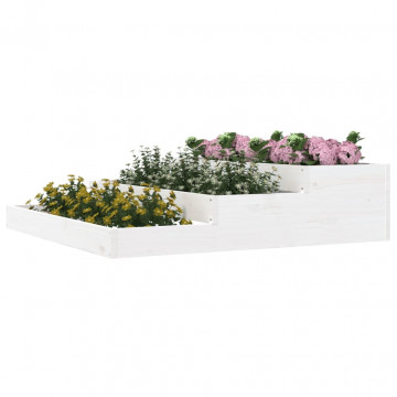 Jardinieră, alb, 107x107x27 cm, lemn masiv de pin - Img 3