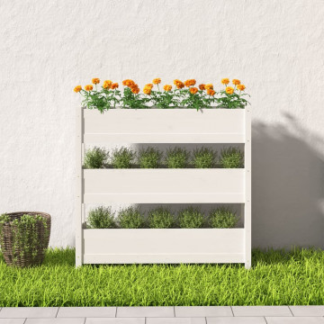 Jardinieră, alb, 112x25x104,5 cm, lemn masiv de pin - Img 3