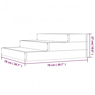 Jardinieră, alb, 78x78x27 cm, lemn masiv de pin - Img 6
