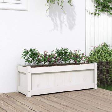 Jardinieră de grădină, alb, 90x31x31 cm, lemn masiv de pin - Img 1