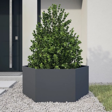 Jardinieră de grădină antracit 104x90x45 cm oțel hexagonal - Img 2