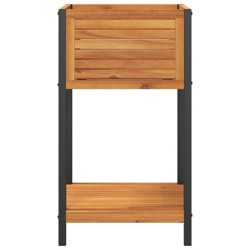 Jardinieră de grădină cu raft 45x45x80cm lemn masiv acacia/oțel - Img 8