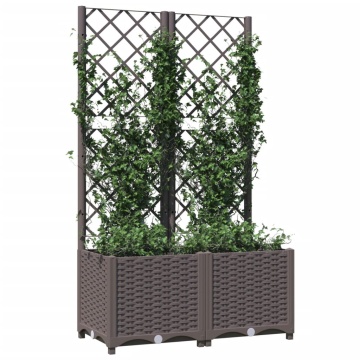 Jardinieră de grădină cu spalier maro, 80x40x136 cm, PP - Img 3