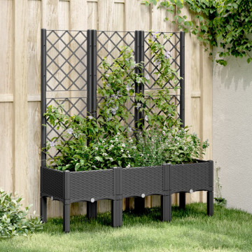 Jardinieră de grădină cu spalier, negru, 120x40x142 cm, PP - Img 1