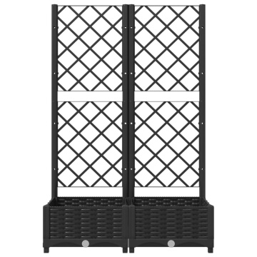 Jardinieră de grădină cu spalier negru, 80x40x121,5 cm, PP - Img 4