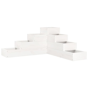 Jardinieră grădină 4 niveluri, alb 80,5x79x36 cm lemn masiv pin - Img 2