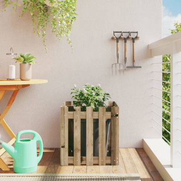 Jardinieră grădină design gard 50x50x50cm lemn de pin impregnat - Img 1