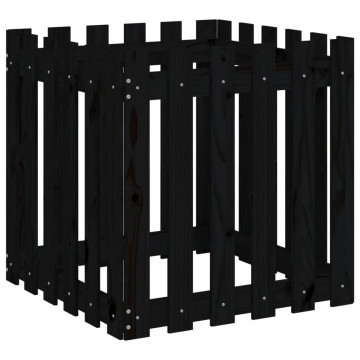 Jardinieră grădină design gard negru 60x60x60 cm lemn masiv pin - Img 2