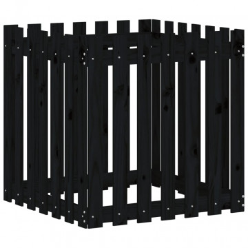 Jardinieră grădină design gard negru 70x70x70 cm lemn masiv pin - Img 4