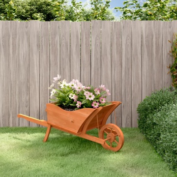 Jardinieră tip roabă, 128x45,5x43 cm, lemn masiv de brad - Img 1