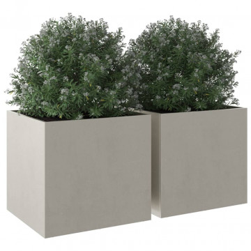 Jardiniere, 2 buc., argintiu, 49x47x46 cm, oțel inoxidabil - Img 4