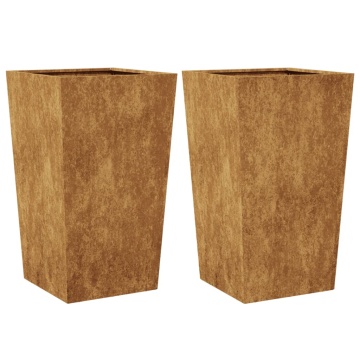 Jardiniere de grădină 2 buc 45x45x75 cm Oțel pentru intemperii - Img 2