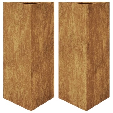 Jardiniere grădină, 2 buc. 40x34,5x70 cm oțel corten triunghi - Img 2
