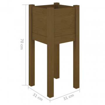 Jardiniere grădină 2 buc. maro miere 31x31x70 cm lemn masiv pin - Img 7