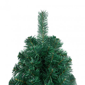 Jumătate brad Crăciun artificial cu set globuri verde 180 cm - Img 4