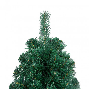 Jumătate brad Crăciun artificial cu set globuri verde 180 cm - Img 6