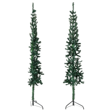 Jumătate brad de Crăciun subțire cu suport, verde, 240 cm - Img 2
