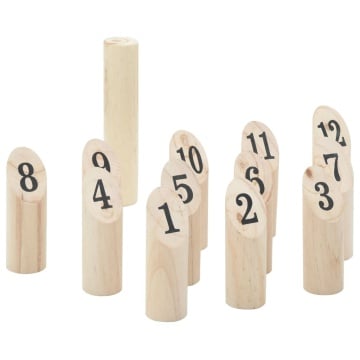 Kubb Set jocuri cu numere 13 piese geantă de transport lemn masiv pin - Img 2