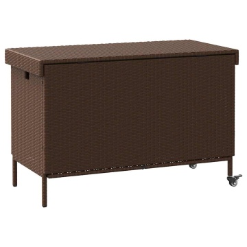 Ladă depozitare de grădină cu roți, maro 110x55x73 cm poliratan - Img 5