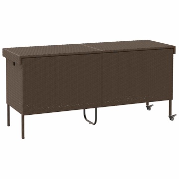 Ladă depozitare de grădină cu roți, maro 160x55x75 cm poliratan - Img 5