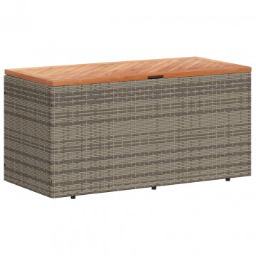 Ladă depozitare grădină gri 110x50x54 cm lemn acacia poliratan - Img 2